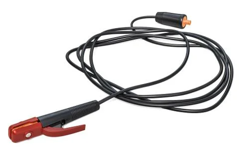 Stick electrode holder, cable and twist for welding machine. 3D rendering Stock Illustration