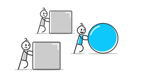 Stick figure Animation pushing sphere while another pushing square, efficie.. Stock Footage 248929280