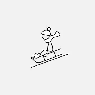 Stick figure boy doing winter activities Stock Illustration
