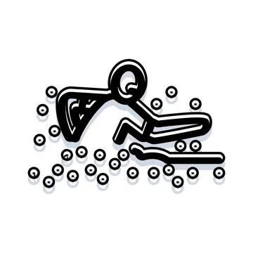 Stick figure crawling on surface with small pebbles Stock Illustration