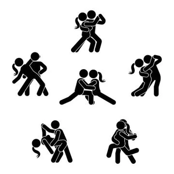 Stick figure dancing couple set Stock Illustration