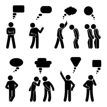 Stick figure dialog speech bubbles set Stock Illustration