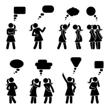 Stick figure dialog speech bubbles set Stock Illustration