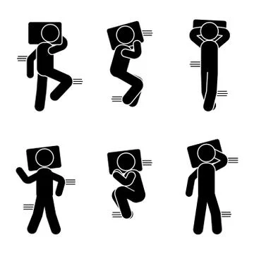 Stick Figure Different Sleeping Position Set Stock Illustration