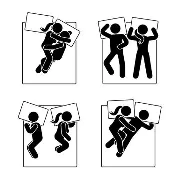 Stick figure different sleeping position set Stock Illustration