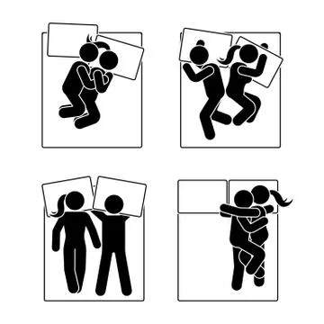 Stick figure different sleeping position set Stock Illustration