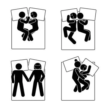 Stick figure different sleeping position set Stock Illustration