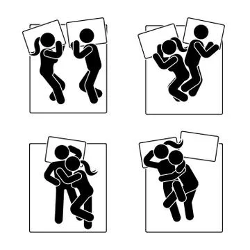 Stick figure different sleeping position set Stock Illustration