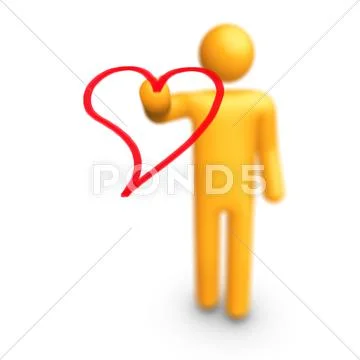 Stick figure drawing heart Stock Illustration