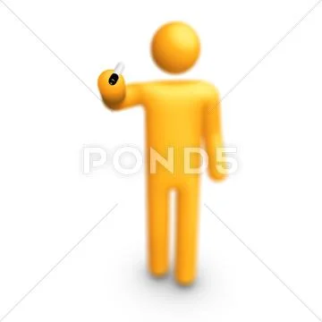 Stick figure drawing on screen Stock Illustration