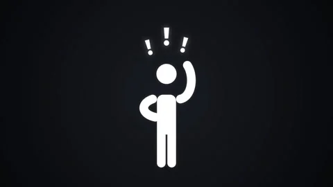 Stick Figure with Exclamation Marks and Waving Hand Icon 4K Stock Footage 339029590
