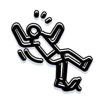 Stick figure falling down with motion lines Stock Illustration