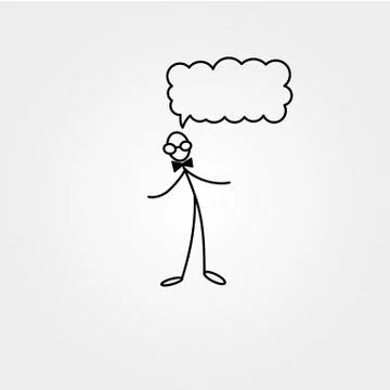 Stick figure man with glasses, vector drawing on white background Stock Illustration