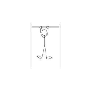 Stick figure man pulling up pull up on the horizontal bar Stock Illustration
