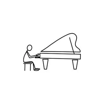 Stick figure man vector playing the piano Stock Illustration