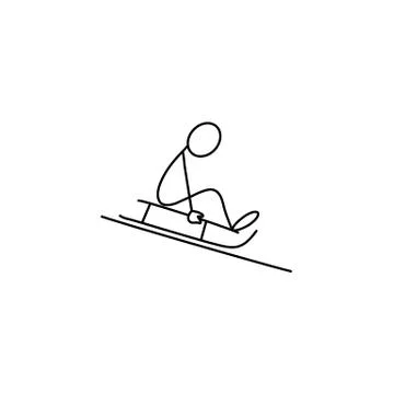 Stick figure man vector sledging down Illustrazione stock