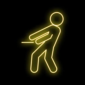 Stick figure pulling effort resistance neon sign Stock Illustration