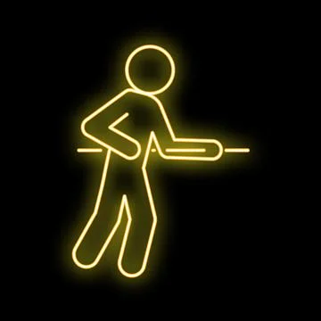 Stick figure pulling rope neon glowing icon 스톡 일러스트