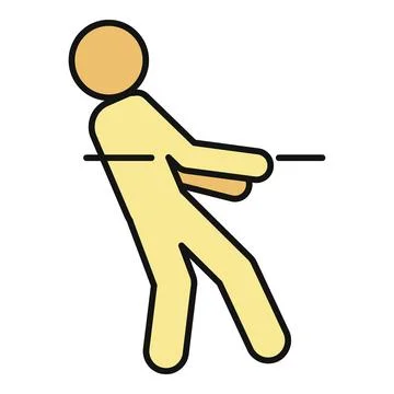 Stick figure pulling rope in tug of war game Stock Illustration