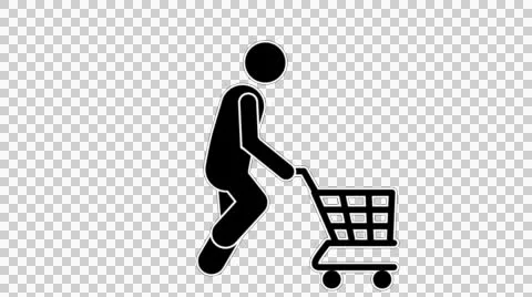 Stick Figure Run With Shopping Cart with... | Stock Video | Pond5