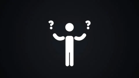 Stick Figure Shrugging Shoulders with Question Marks 4K Stock Footage 339029596