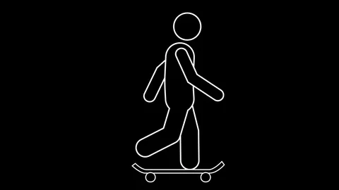 Stick Figure Skateboard. Stickman animat... | Stock Video | Pond5