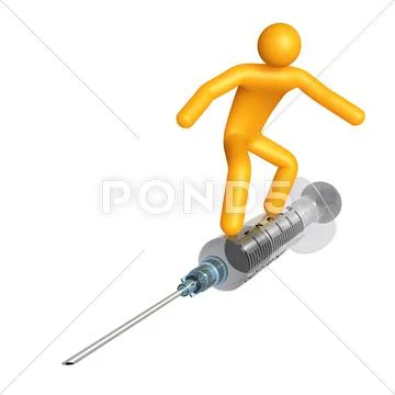 Stick figure on syringe Stock Illustration