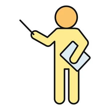 Stick figure teacher pointing presenting lesson concept Stock Illustration