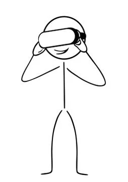 Stick figure with virtual reality Stockillustratie