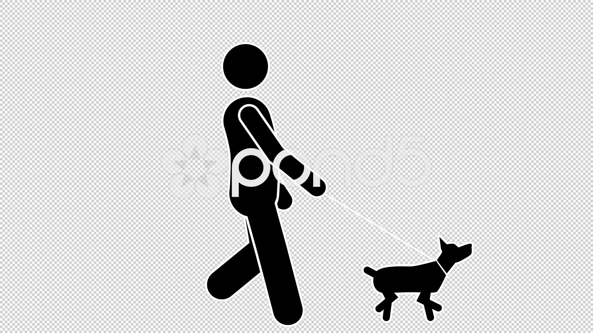 stick man walking dog