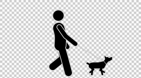 stick man walking dog