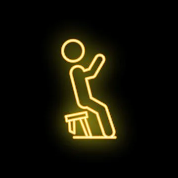 Stick figure waving while sitting on stool neon sign Stock Illustration