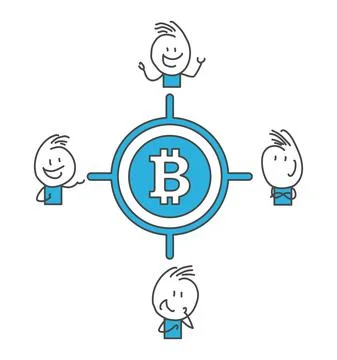 Stick figures. Bitcoins. Stockillustratie