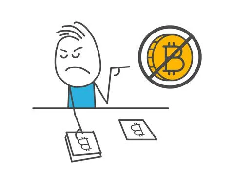 Stick figures. Bitcoins. Stock Illustration