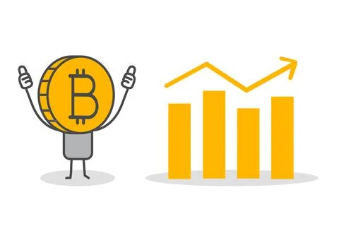Stick figures. Bitcoins. Stock Illustration