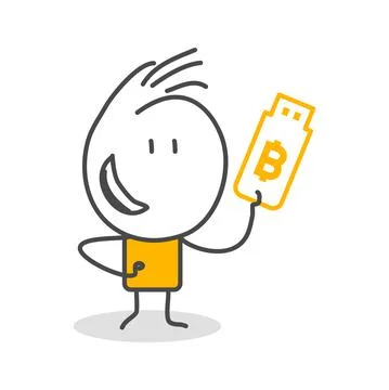 Stick figures. Bitcoins. Illustrazione stock