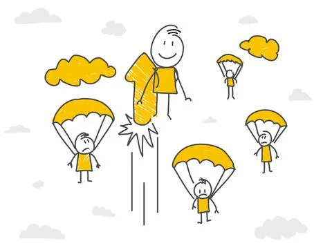 Stick figures. Career development. Vector. Stock Illustration