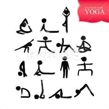 Woman Yoga Postures. Stick figure pictogram... - Stock Illustration  [76168862] - PIXTA
