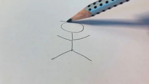Stick figures drawing on a white sheet of paper Stock Footage 110840616
