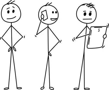 Stick figures engaging in various activities Vector Stock Illustration