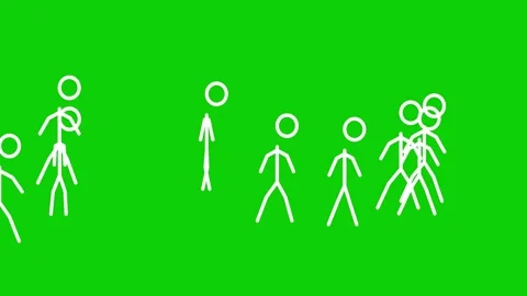 Stick Figures Group Animation on Green Screen Stock Footage 340939406