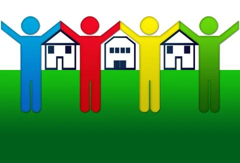 Stick figures holding hands Stock Illustration
