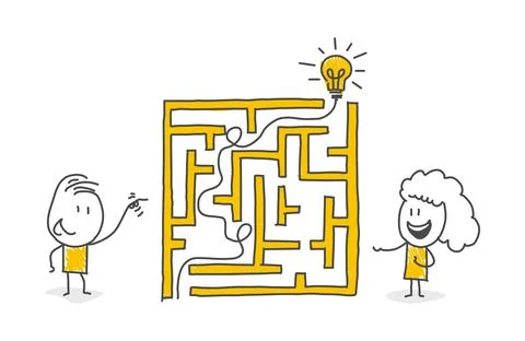 Stick figures. Labyrinth. Vector. Stock Illustration