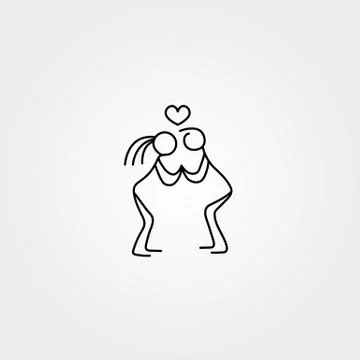 Stick figures in love icon vector Stock Illustration
