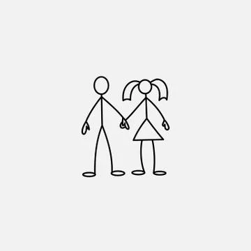Stick figures in love icon vector Stock Illustration