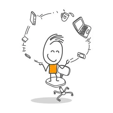 Stick figures. office worker. Isolated on white background. Nr.4 Stock Illustration