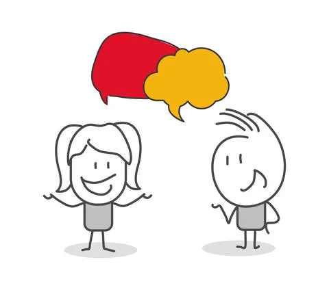 Stick figures. People with speech bubbles. Stock Illustration