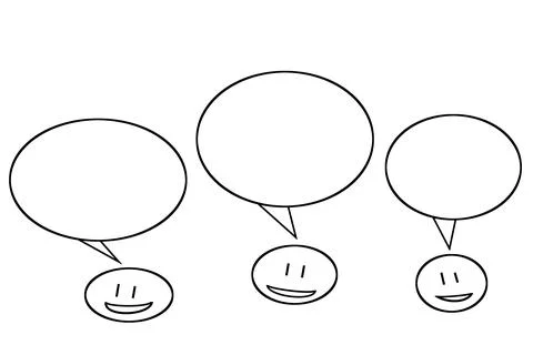 Stick figures with speech bubbles Stock Illustration