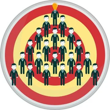 Stick figures standing in the target Stock Illustration