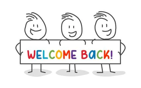 Stick figures. Welcome back. Stock Illustration
